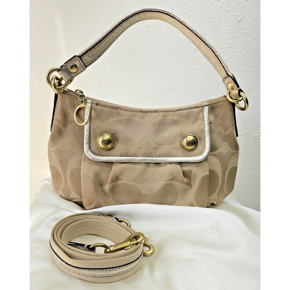 Coach Poppy Signature Sateen Groovy Shoulder/Swing Bag F13833 Gold/Beige